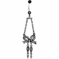 Dark Beauty Chained Bow Dangle Belly Ring