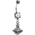 Clear Gem Saturn Planet Dangle Belly Ring