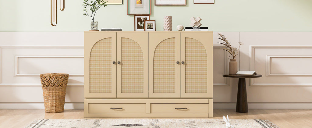 Full Size Murphy Bed with Large Drawers, Gold