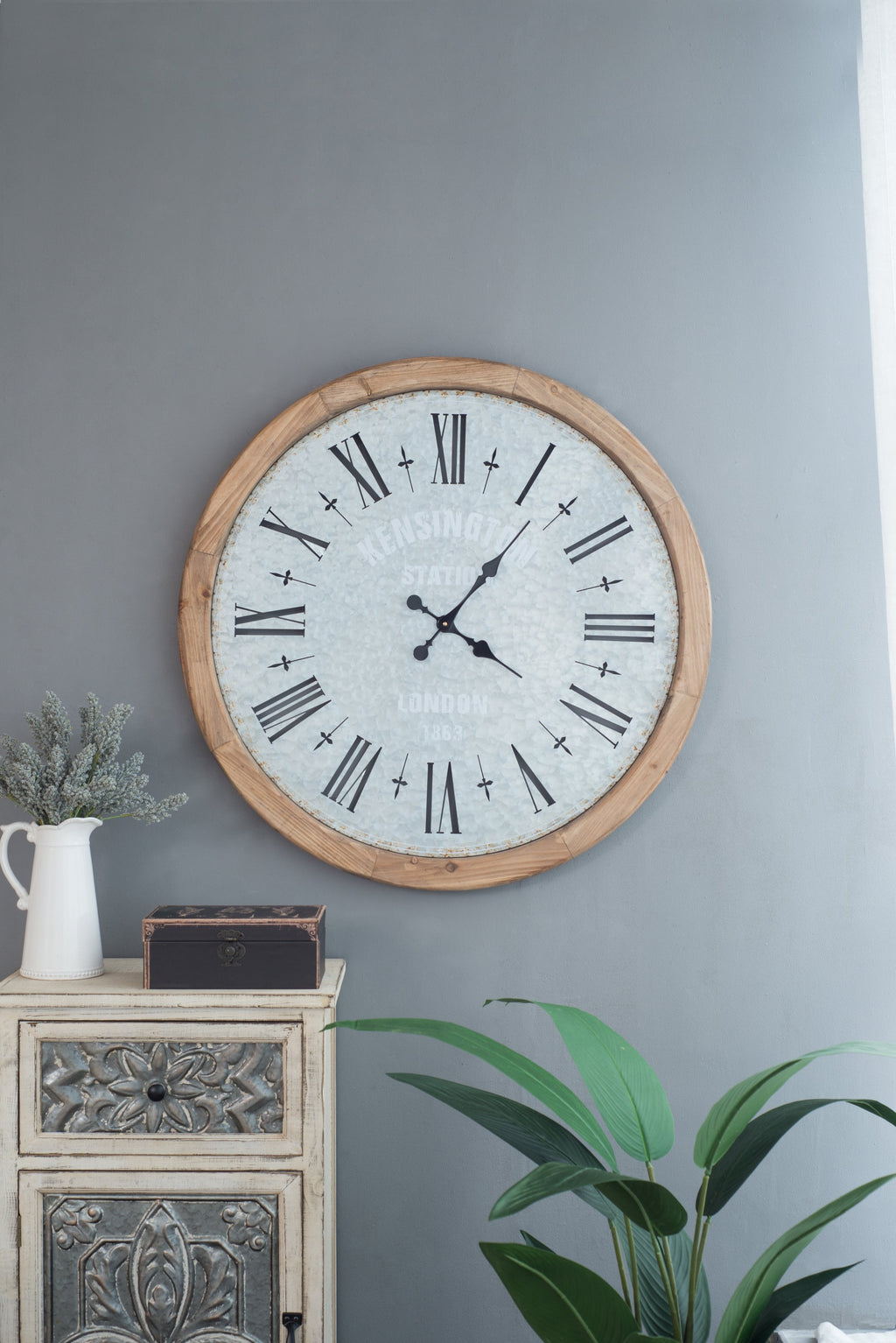 D32.3' Grant Oversized Wall Clock with Fir Wood Frame