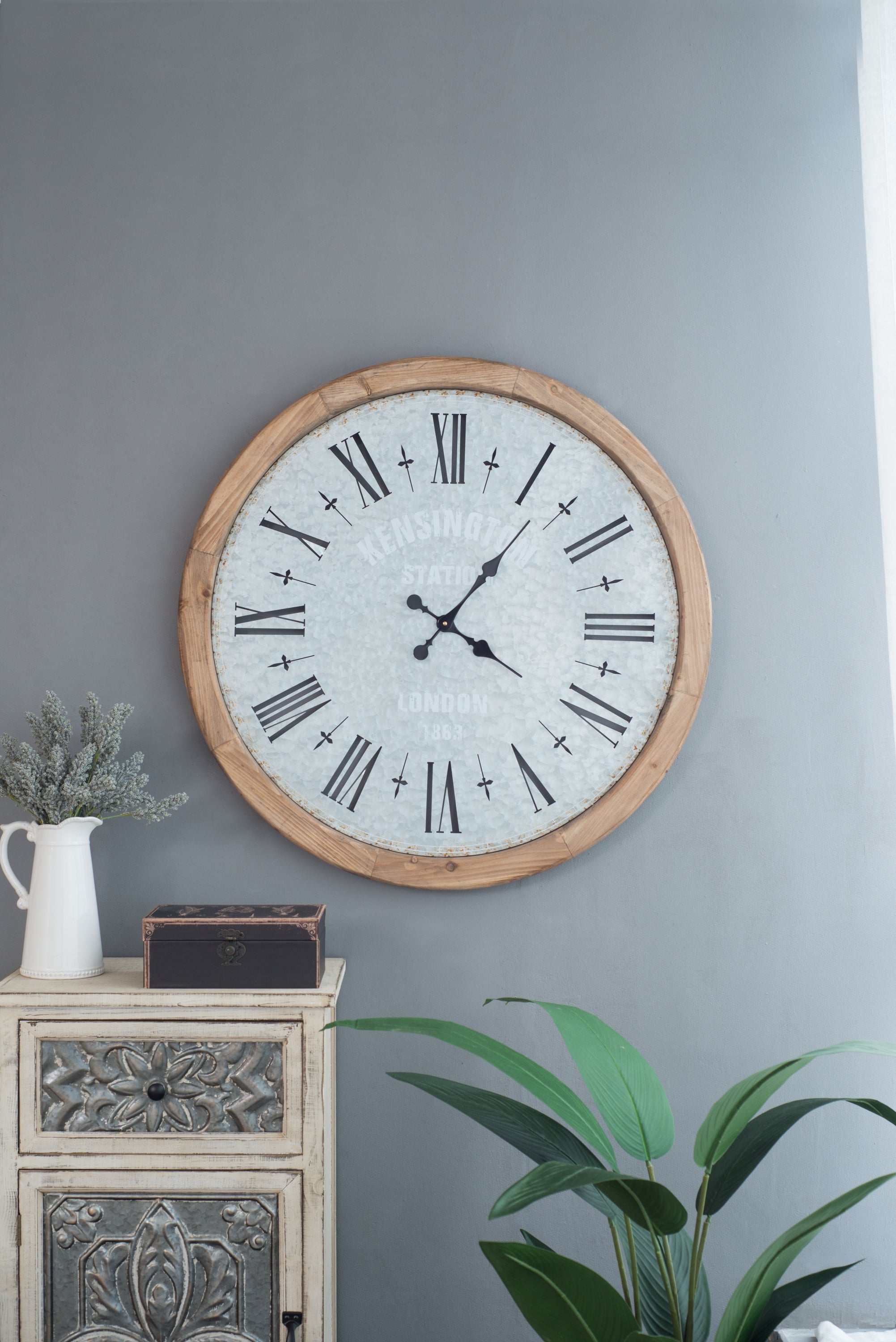D32.3' Grant Oversized Wall Clock with Fir Wood Frame