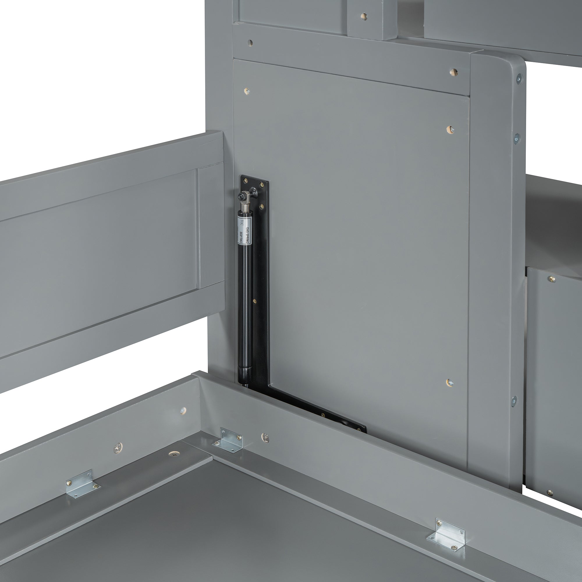 Full Over Full Size Murphy Bed with Hydraulic Lift & Desk Design, Gray