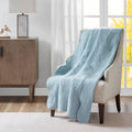 Oversized Quilted Throw with Scalloped Edges Blue 60x72'