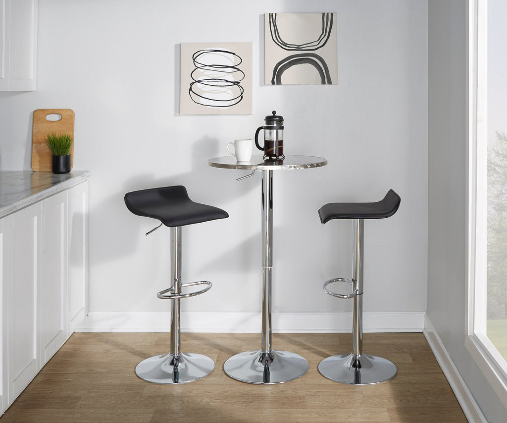 Bistro Contemporary Adjustable Round Bar Table in Silver by LumiSource