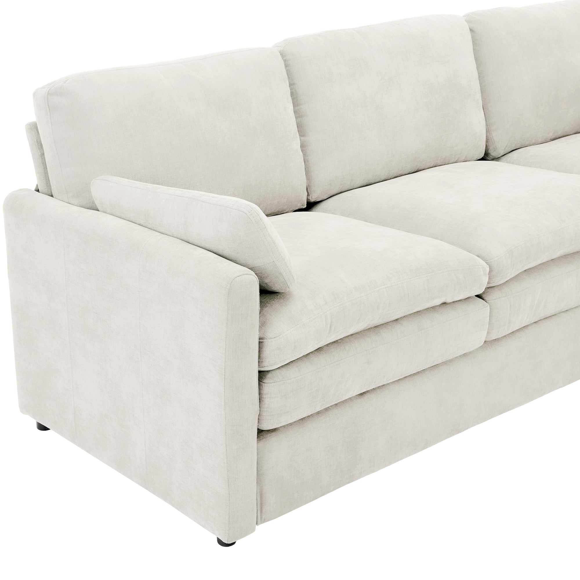 Cozy Upholstered Sofa Set Oversized Comfy Cloud Sofa Double Cushion Sofa Group Plush Cushion Sofa Couch for Living Room, Beige
