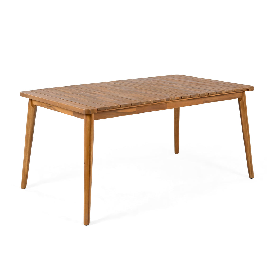Acacia Wood Dining Table 6-Person Outdoor Table, Farmhouse Furniture for Patio, Garden, Backyard, Teak 180 LBS Weight Capacity 63'L