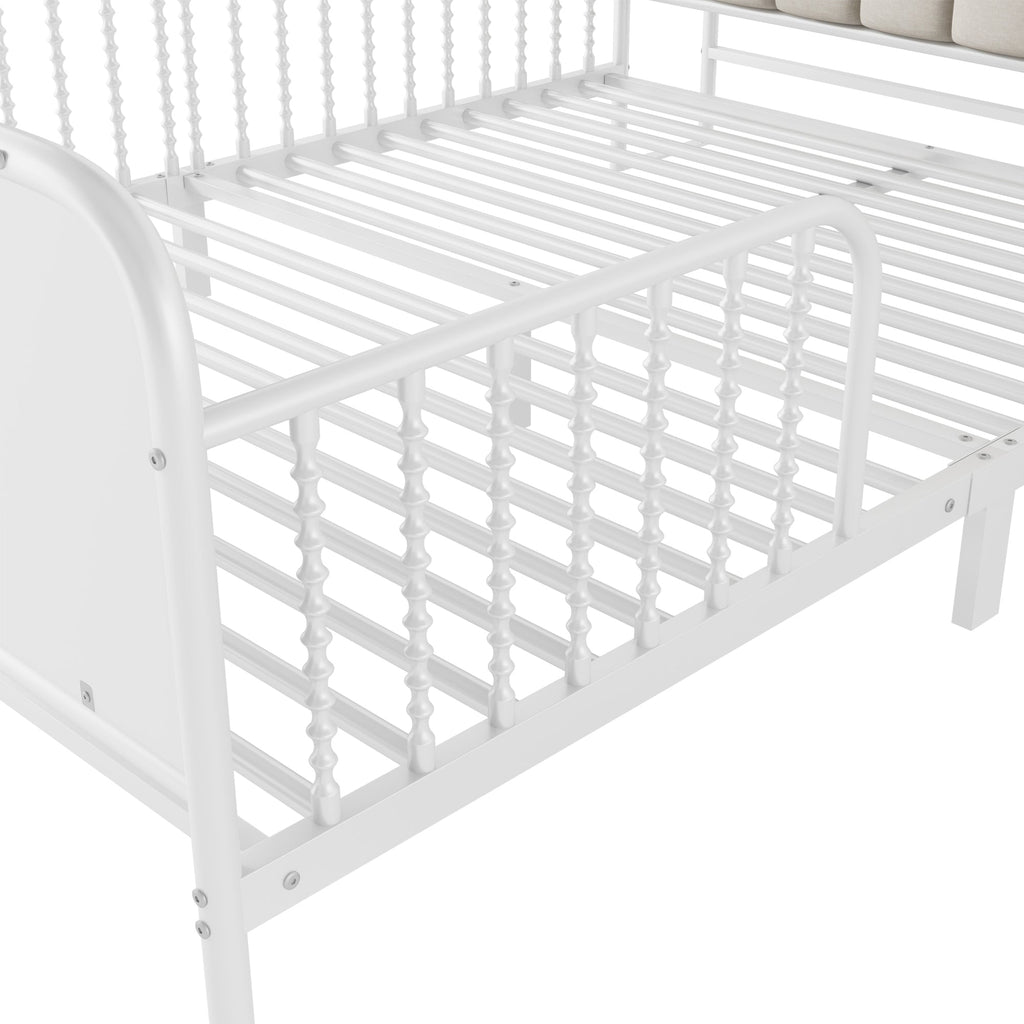 Full Size Metal Platform Bed Frame with Light, Kids Full Metal Bed with Upholstered and Storage Headboard, White (Expect Arrival Date 2025/10/5)