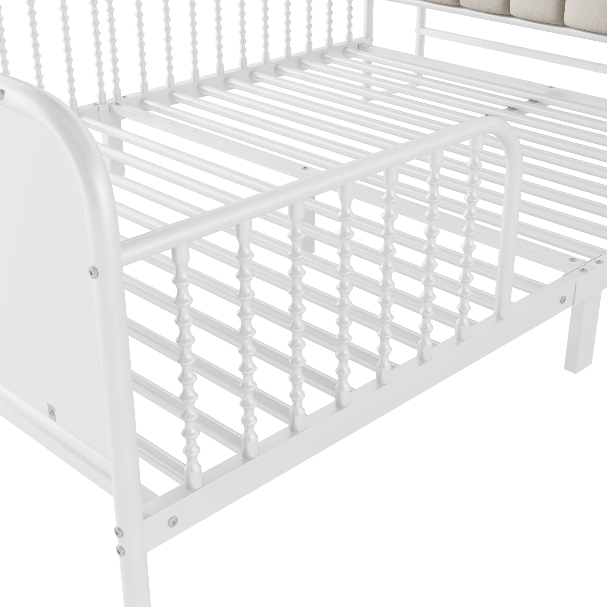 Full Size Metal Platform Bed Frame with Light, Kids Full Metal Bed with Upholstered and Storage Headboard, White (Expect Arrival Date 2025/10/5)