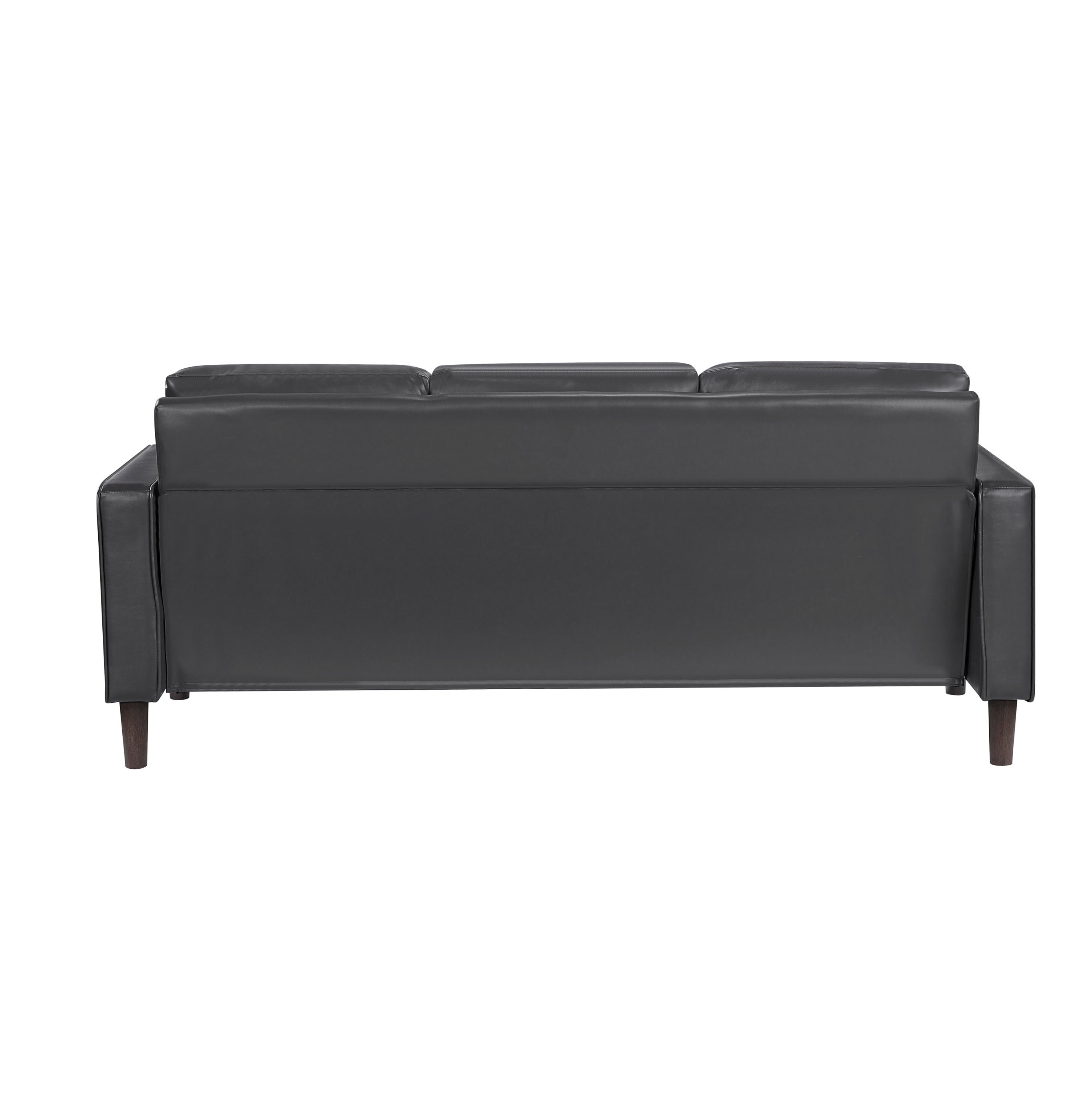 Modern Living Room Furniture 2pc Set Sofa Loveseat Dark Gray Faux Leather Upholstered Cushion Back Seat Solid Wood