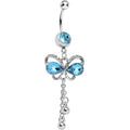 Aqua Gem Teardrop Wing Butterfly Belly Ring