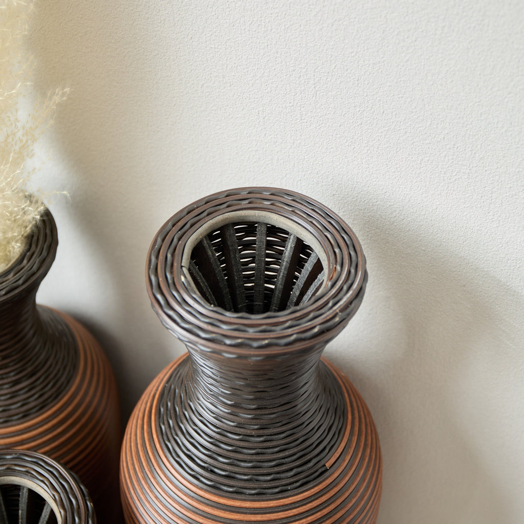Desktop Vase, Brown Decorative Floor Vase, Classic and Neat Floor Vase, High Independent Flower Stand, Artificial Vine Vase, PVC Floor Vase, Home Decoration Flower Stand Set of 3 pieces
