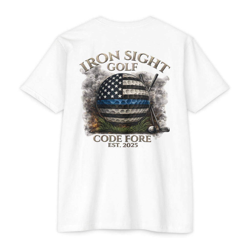 Thin Blue Line Golf Ball T-Shirt — Iron Sight Golf Code Four Design