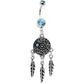 Blue Gem Woven Universe Dreamcatcher Belly Ring