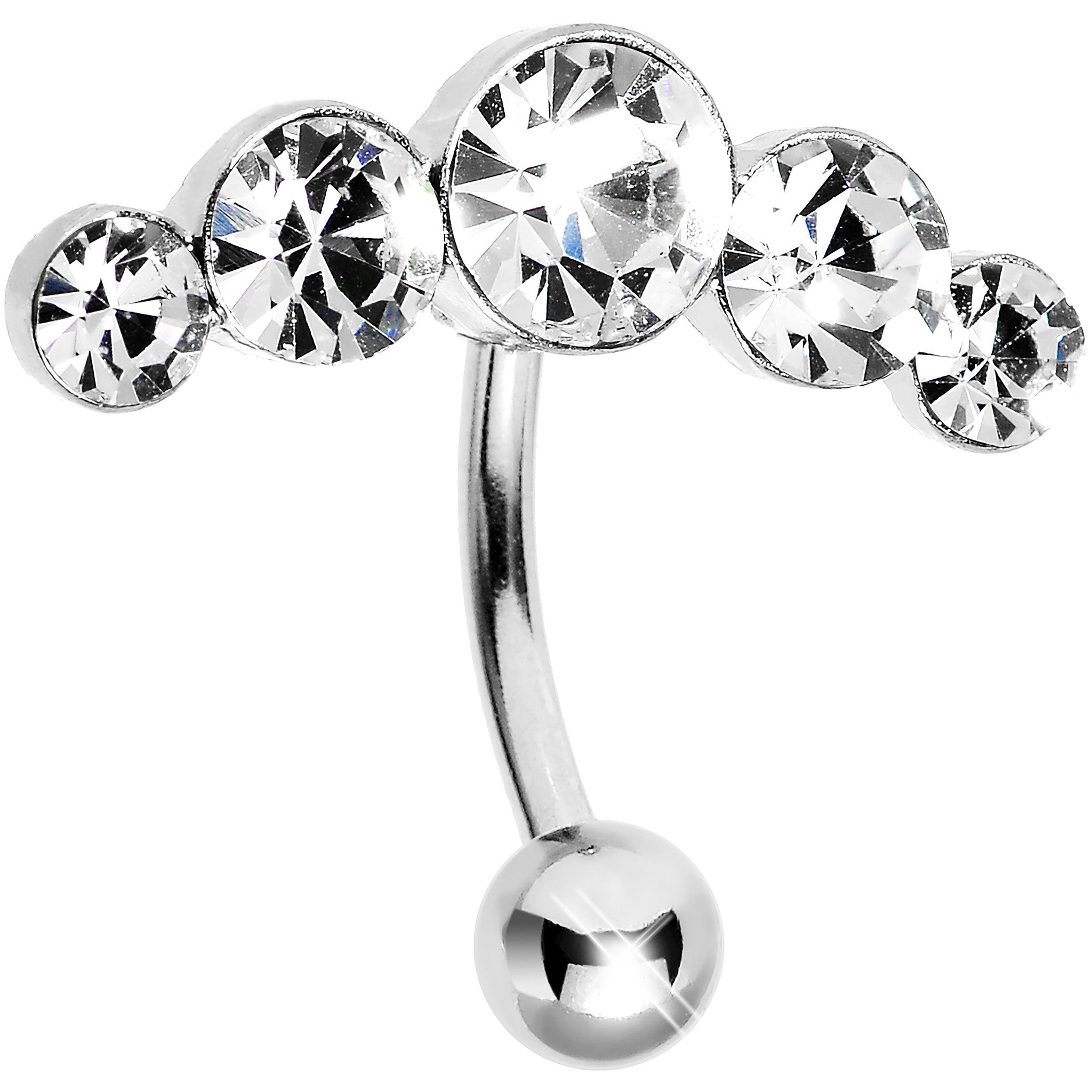 Crystalline Gem Five Across Top Mount Belly Ring