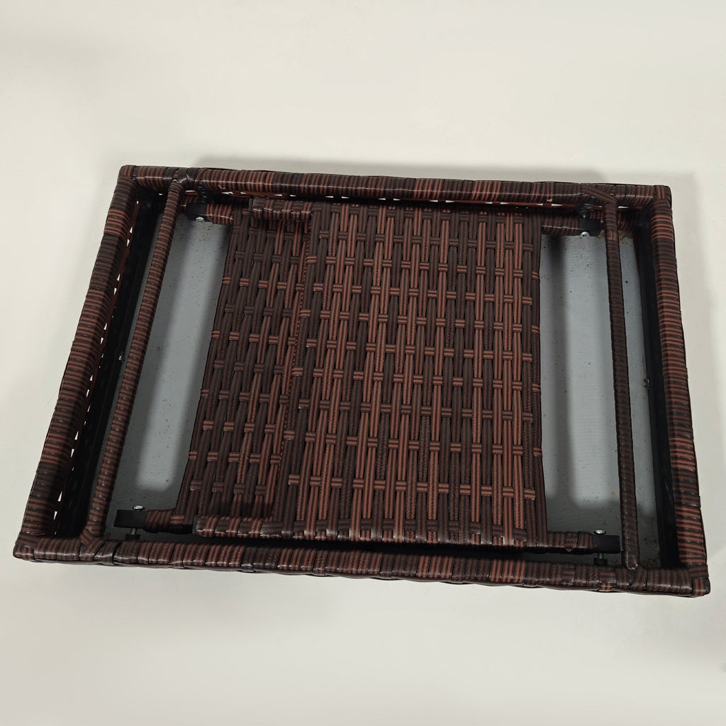Outsunny Folding Rattan Side Table, Outdoor End Table, Hand Woven PE Rattan Coffee Table for Balcony, Backyard, Garden, Lawn, Courtyard, Brown