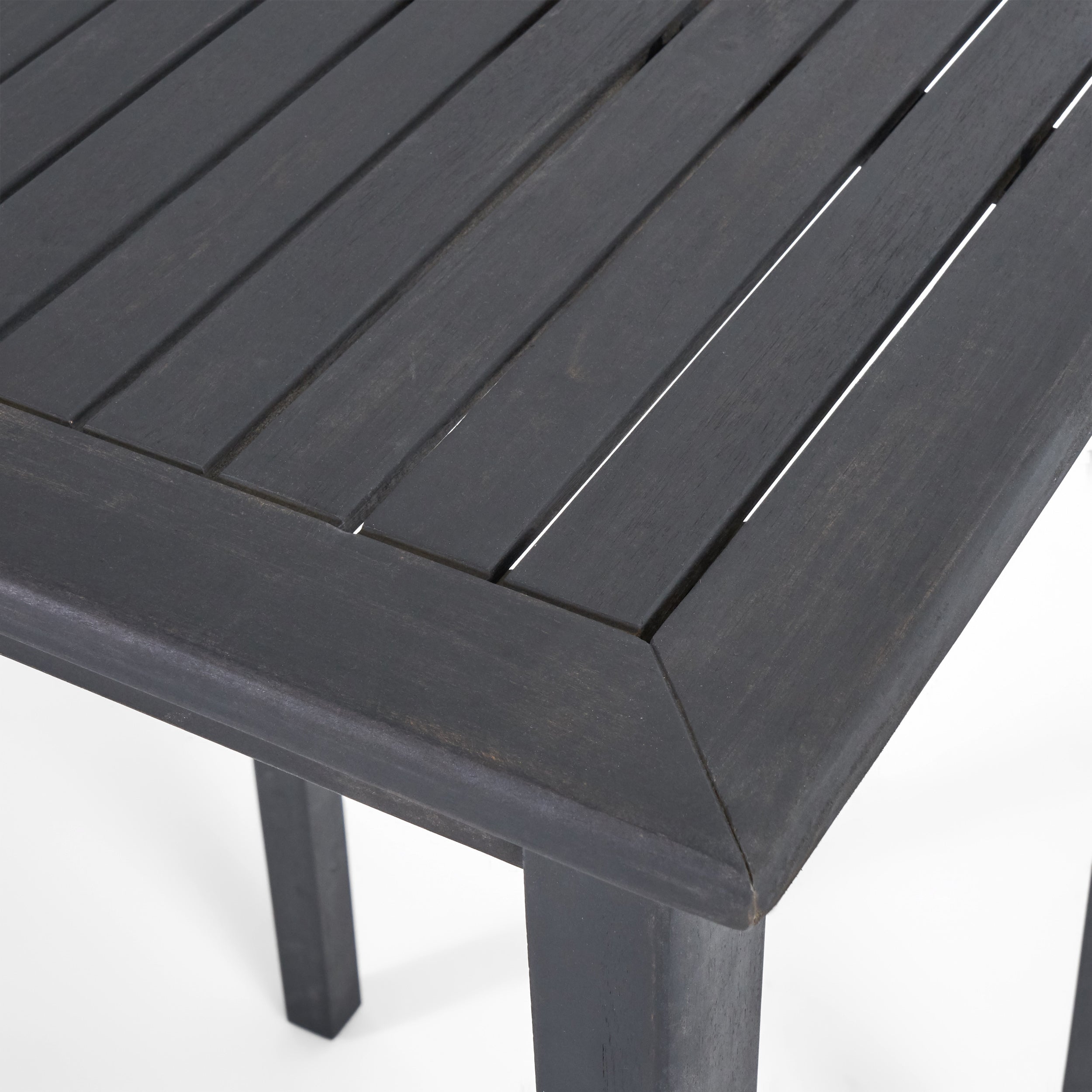 Outdoor Minimalist Acacia Wood Rectangle Bar Table - Dark Gray Finish 45x26 Inches