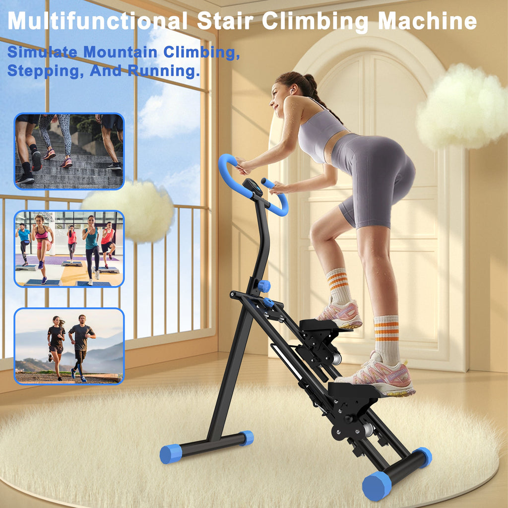 Stair Stepper for Home-Upgrade Vertical Climber Workout Machine for Full-Body Exercise Climber Fitness Equipment with Stable Frame Adjustable Handlebar-Blue