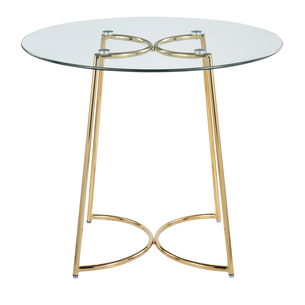 Cece Contemporary/Glam Dinette Table in Gold Steel with Clear Glass Top by LumiSource