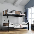 Twin Over Full Bunk Beds, Metal Bunk Bed Frame with Safety Guardrail and 2 Ladder for Kids,Sturdy Metal Frame and Protective Board Supports, No Box Spring Needed, Easy Assembly