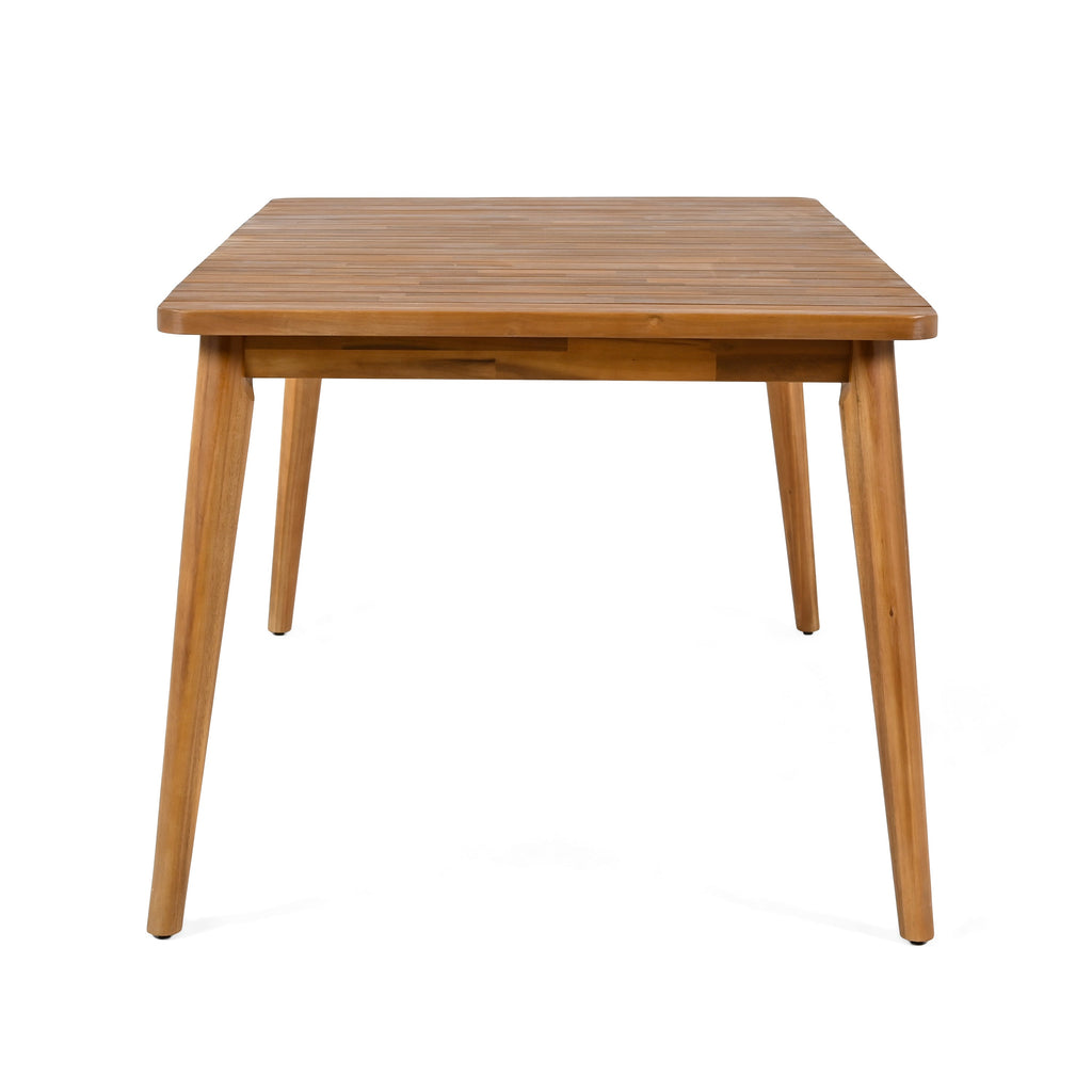 Acacia Wood Dining Table 6-Person Outdoor Table, Farmhouse Furniture for Patio, Garden, Backyard, Teak 180 LBS Weight Capacity 63'L