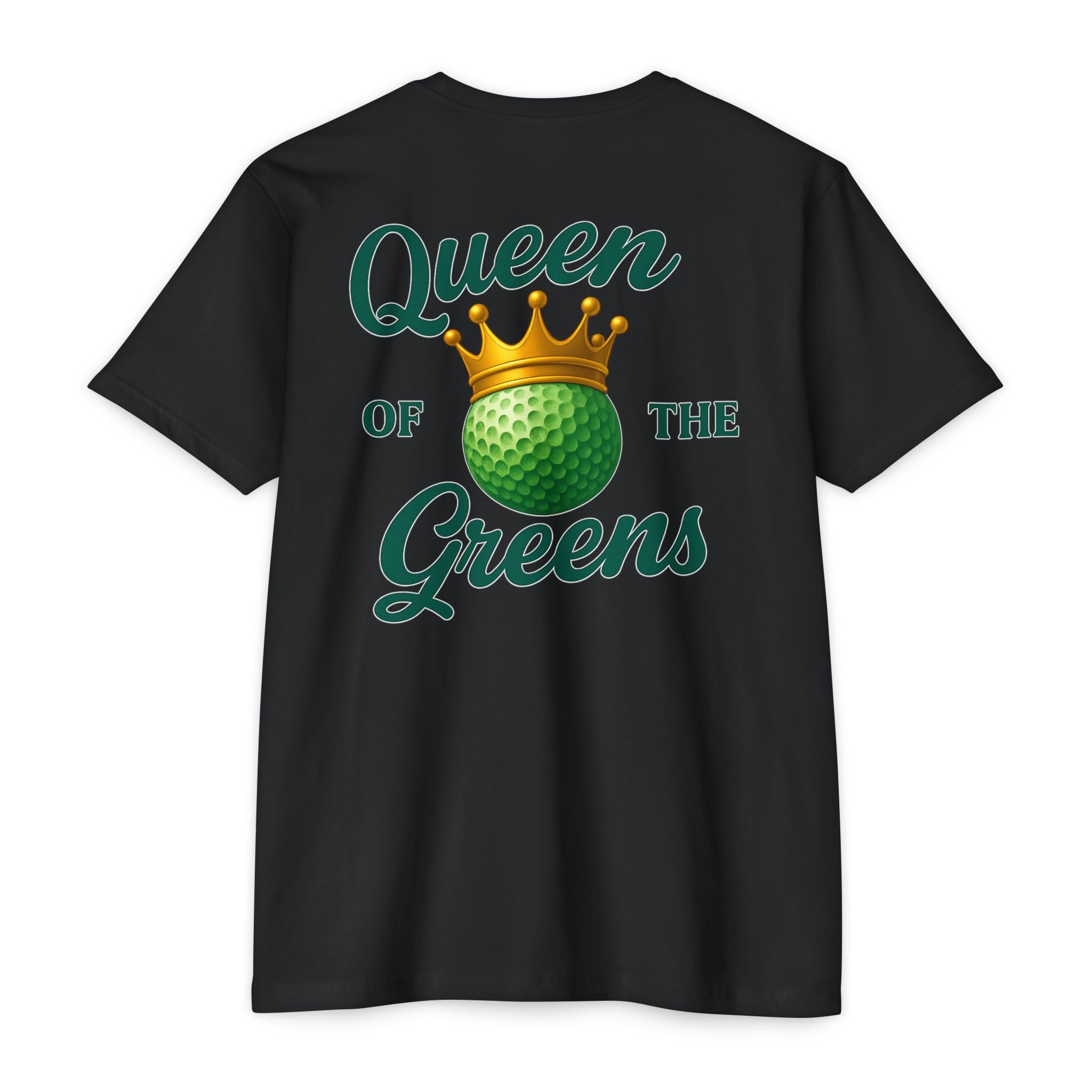 Queen of the Greens Golf T-Shirt — Mint Golf Ball with Gold Crown