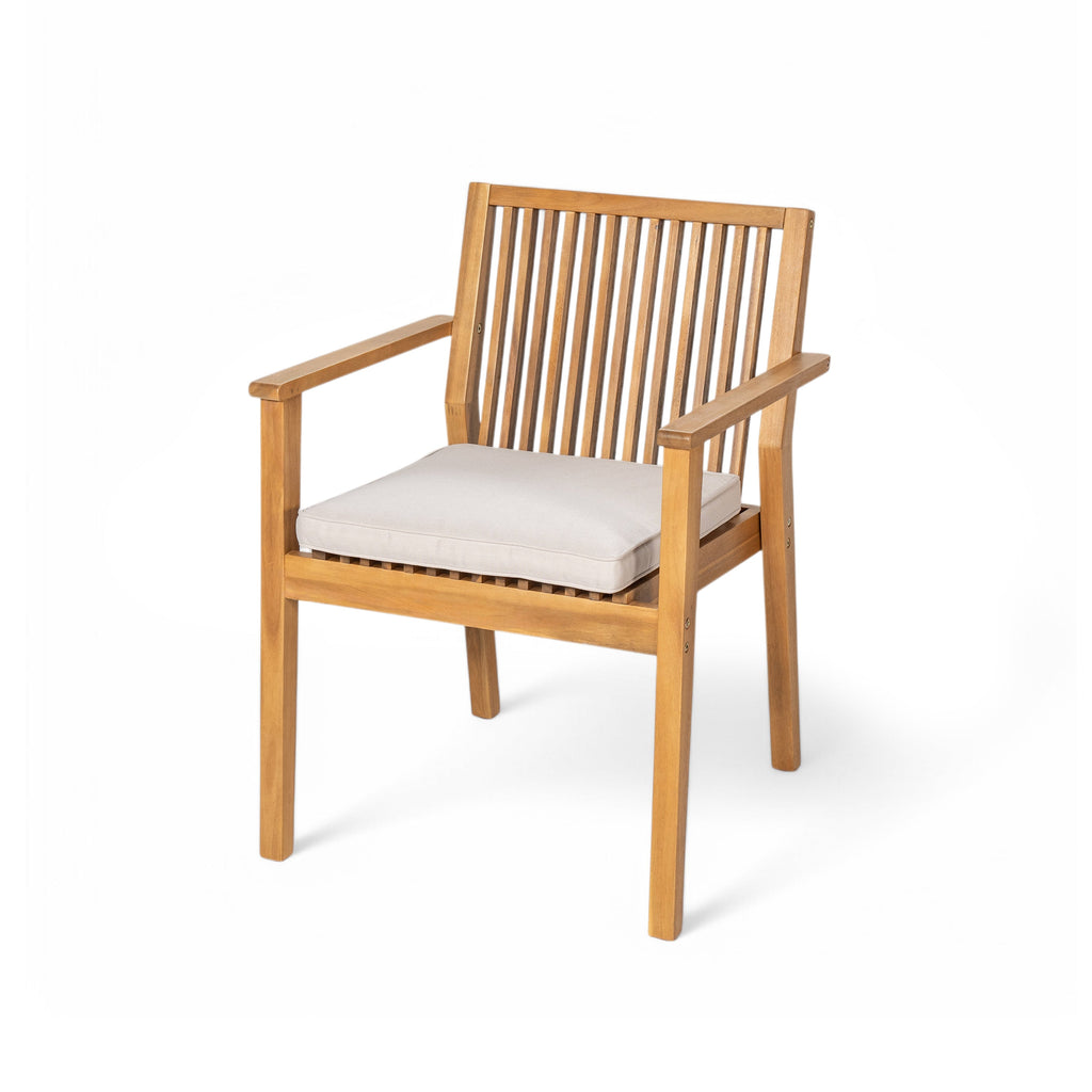 Durable 7 - Piece Patio Furniture Set Acacia Wood Table and 6 Heavy-Duty Cushioned Chairs, Natural