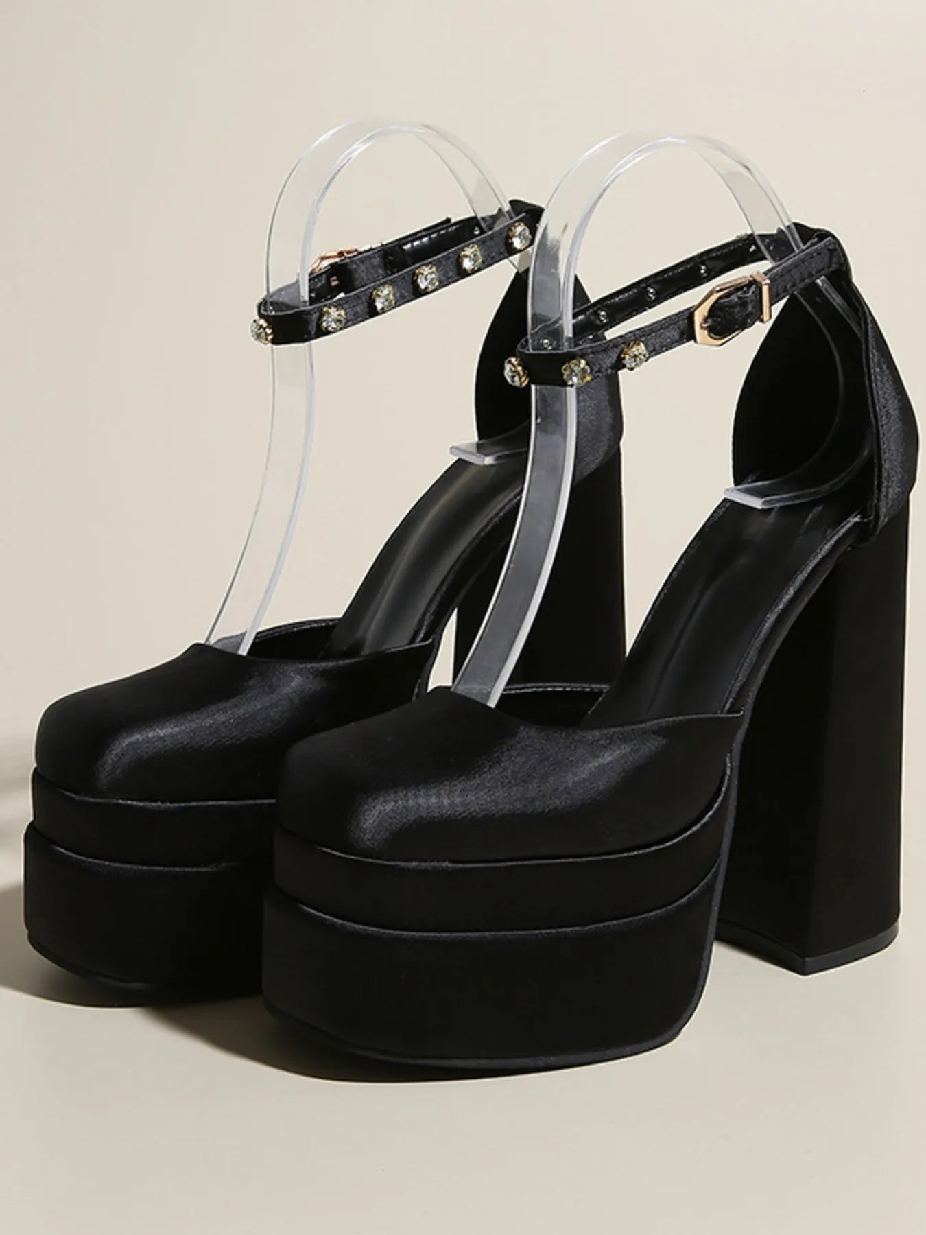 Platform High Heel Ankle Strap Pumps