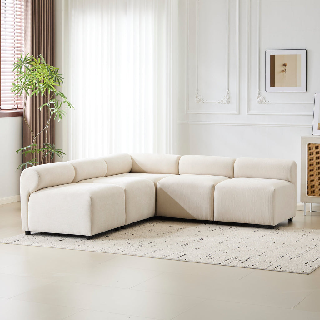 Evelyn 83 in.5-Piece V Shaped Modular Free Combination Sectional Sofa Couch for Living Rooms