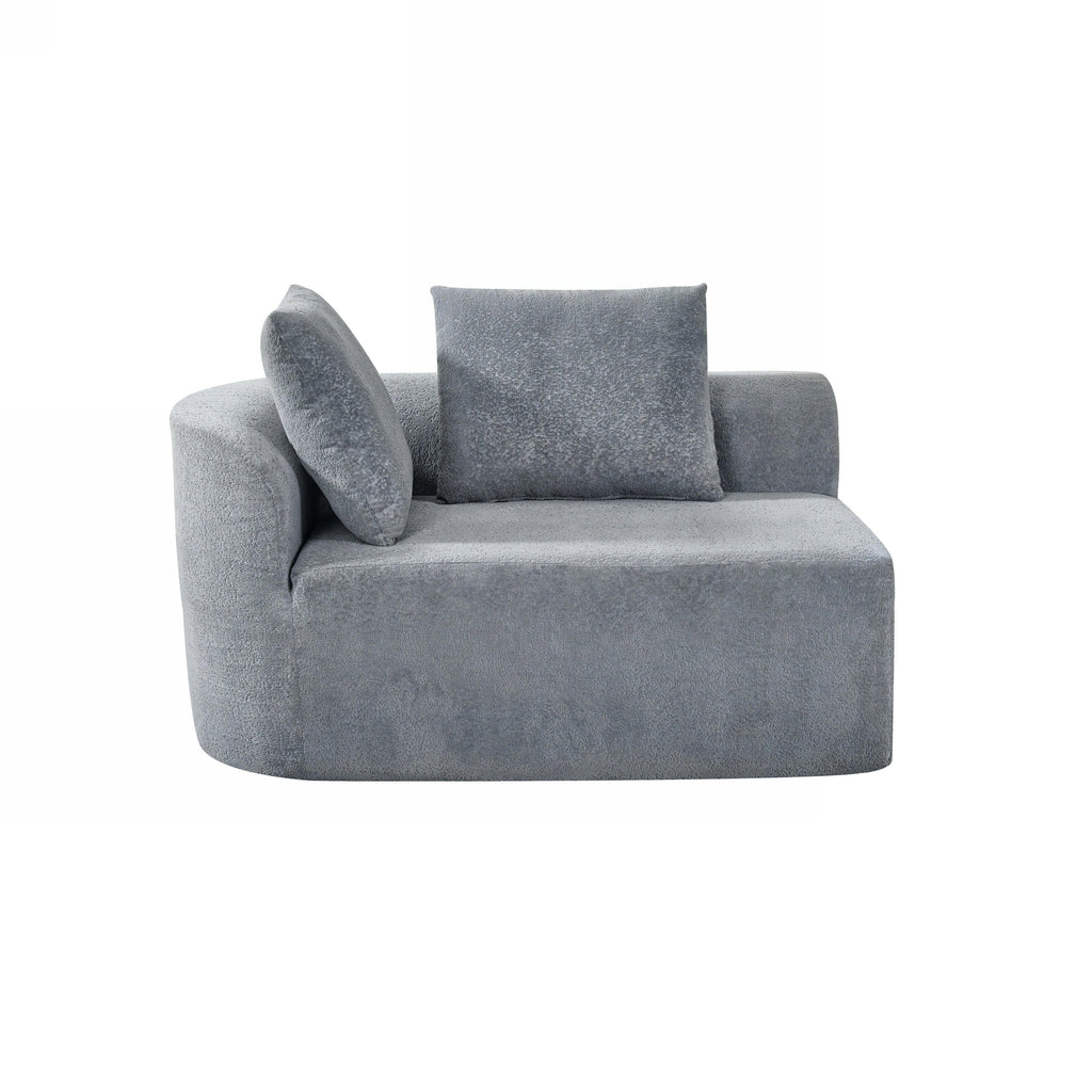 116' Modern Curved Sectional Sofa with High-Density Fully Compressed Sponge and Chaise Lounge, Pearl Upholstery, 2-Piece Set, Fully Assembled Right Hand Facing, Perfect for Living Room, Lounge