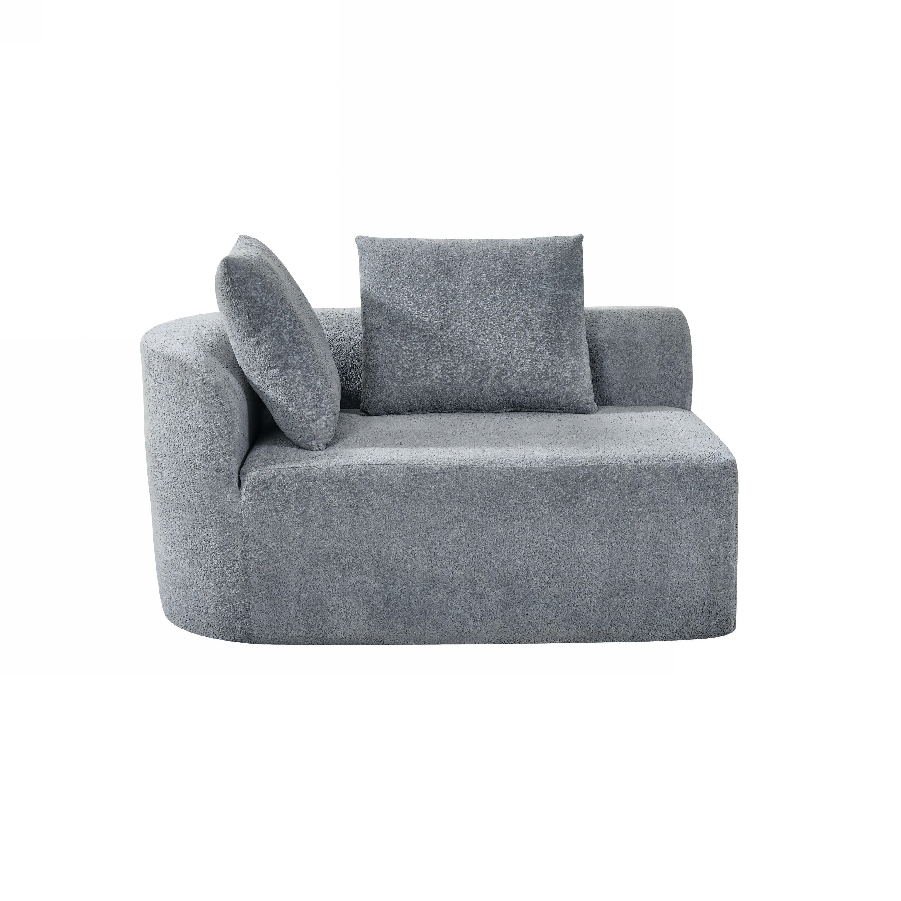 116' Modern Curved Sectional Sofa with High-Density Fully Compressed Sponge and Chaise Lounge, Pearl Upholstery, 2-Piece Set, Fully Assembled Right Hand Facing, Perfect for Living Room, Lounge