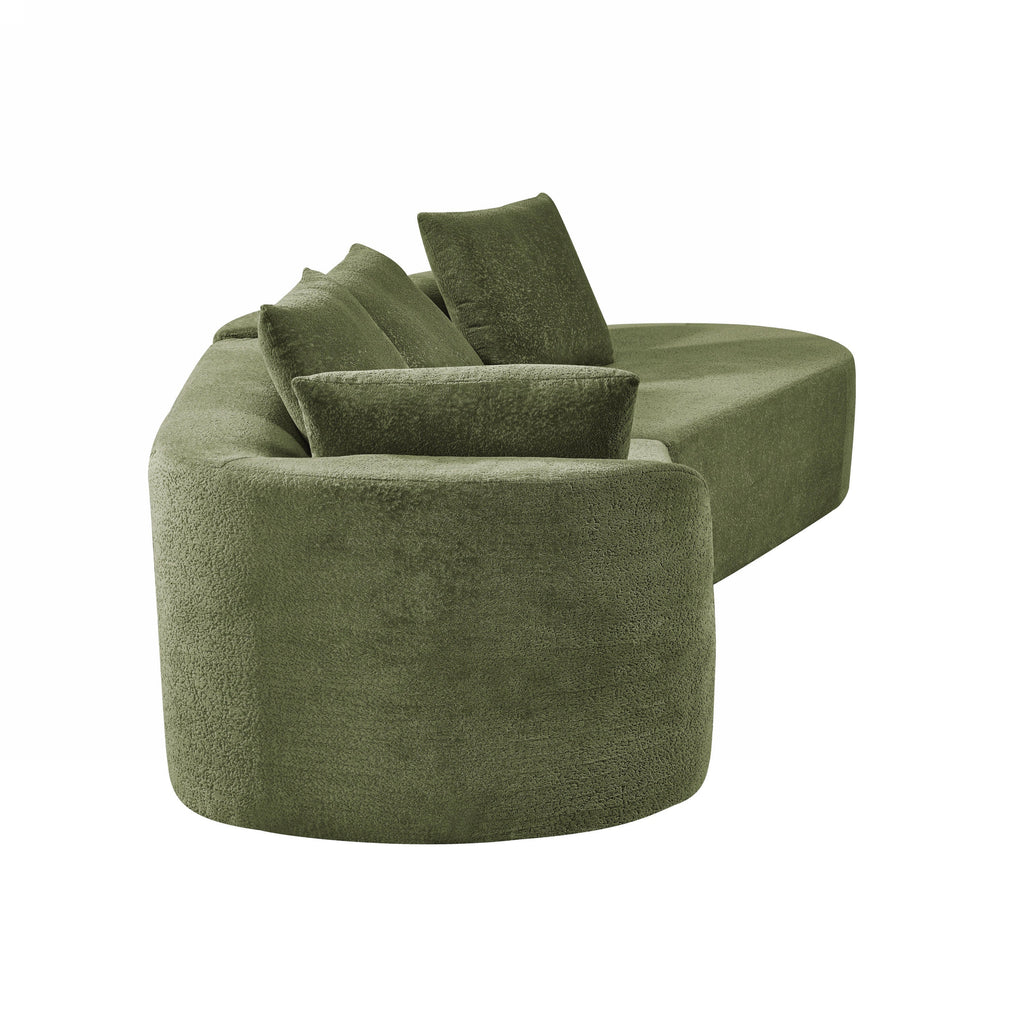 116' Modern Curved Sectional Sofa with High-Density Fully Compressed Sponge and Chaise Lounge, Pearl Upholstery, 2-Piece Set, Fully Assembled Right Hand Facing, Perfect for Living Room, Lounge