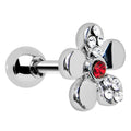 Red Crystalline Gem Bright Flower Cartilage Earring