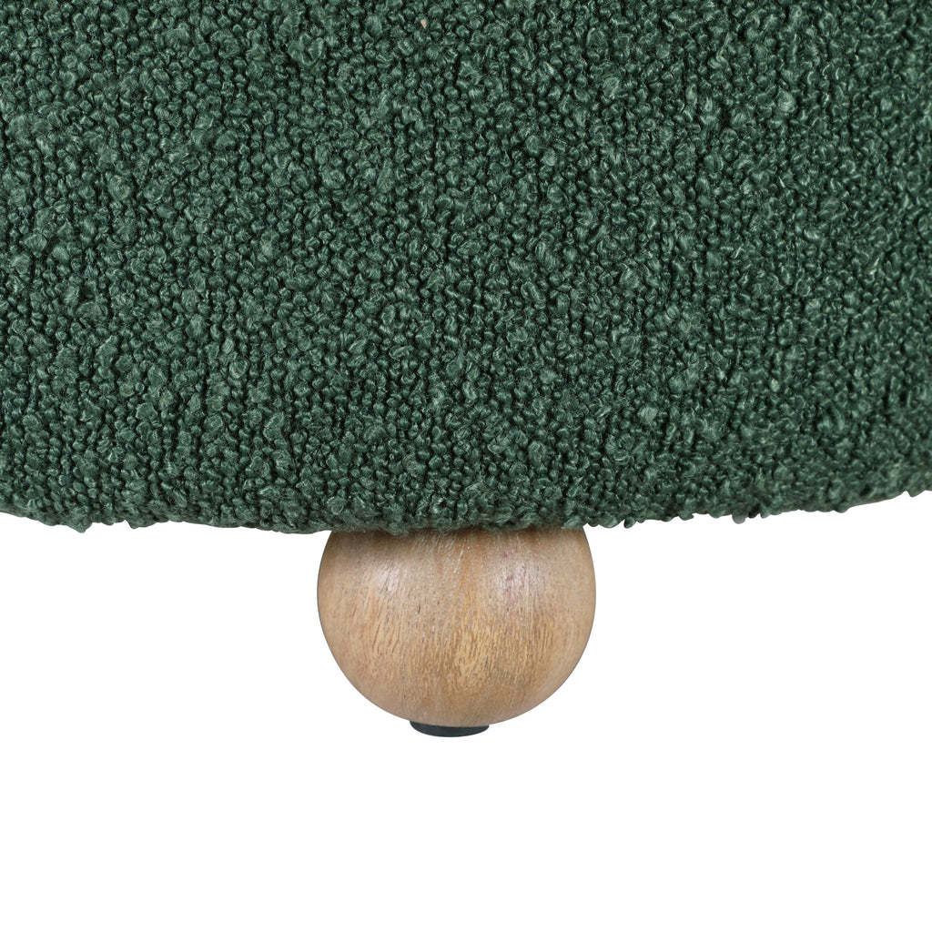 Modern Contemporary Swivel Chair with Ottoman Green Boucle Fabric Upholstery Solid Wood Living Room Furniture