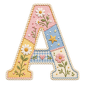 Pastel Floral Alphabet PNG Bundle – Embroidered Patchwork Monogram Digital Download Set
