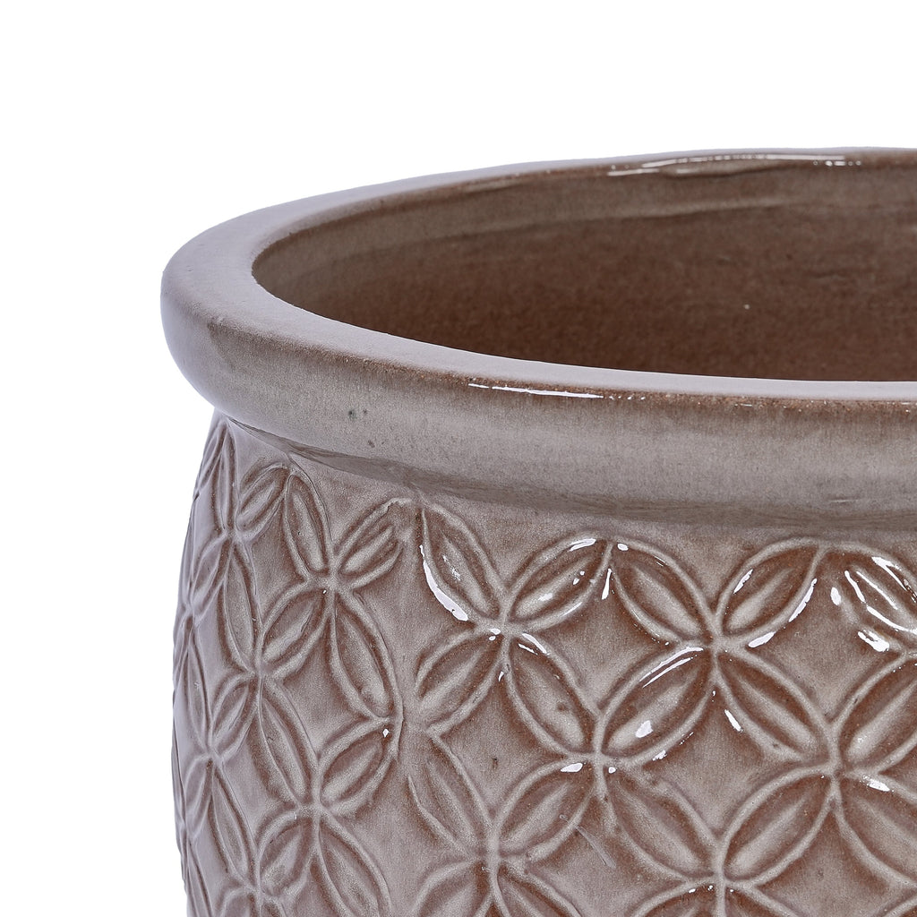 3 Pieces Ceramic Flowerpot, Modern Planter for Patio, Garden or Windowsills - Antique Yellow