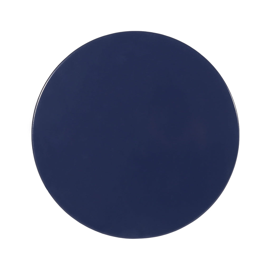 Contemporary Outdoor Metal End Table with Modern Design in Navy Blue Iron Material - Large Size