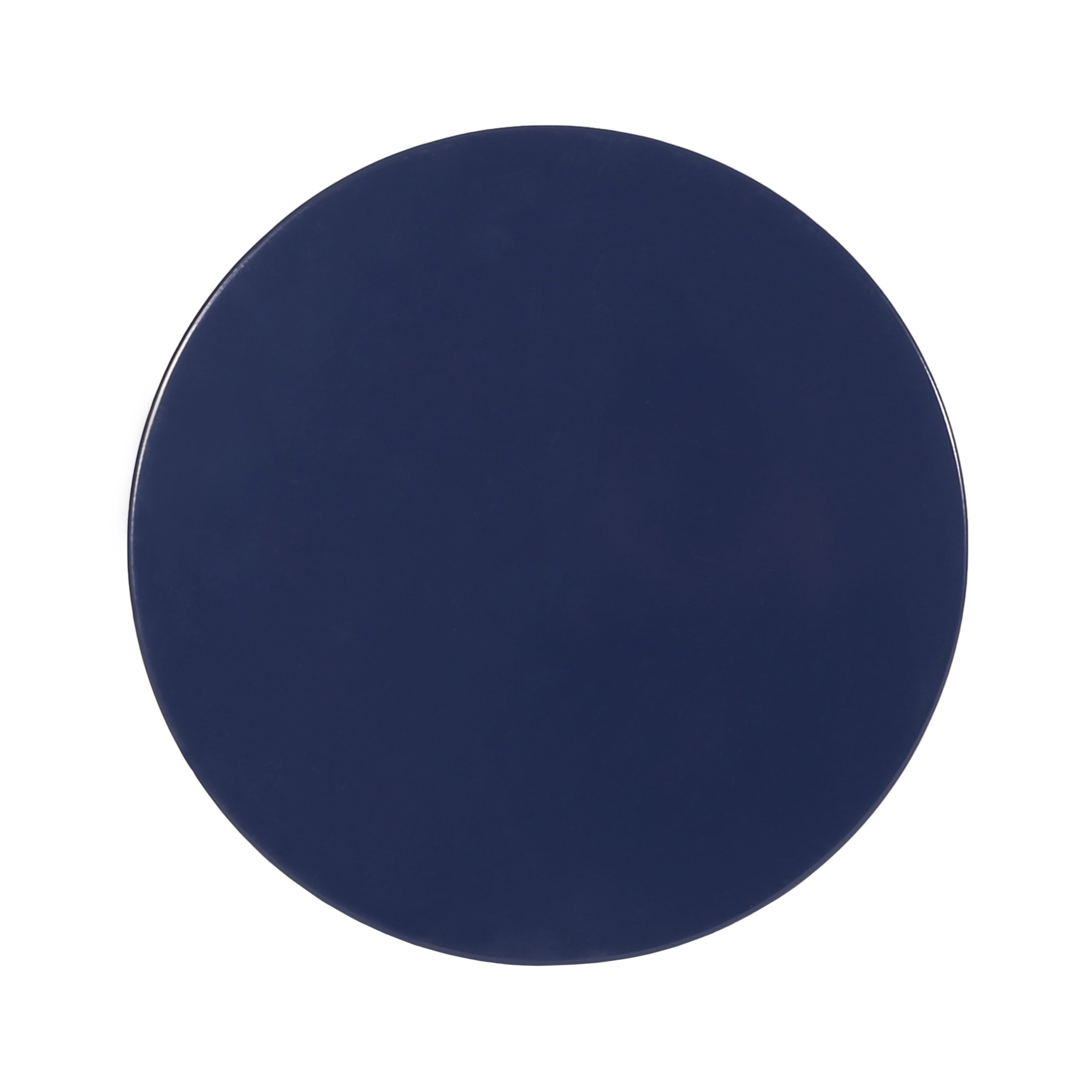 Contemporary Outdoor Metal End Table with Modern Design in Navy Blue Iron Material - Large Size