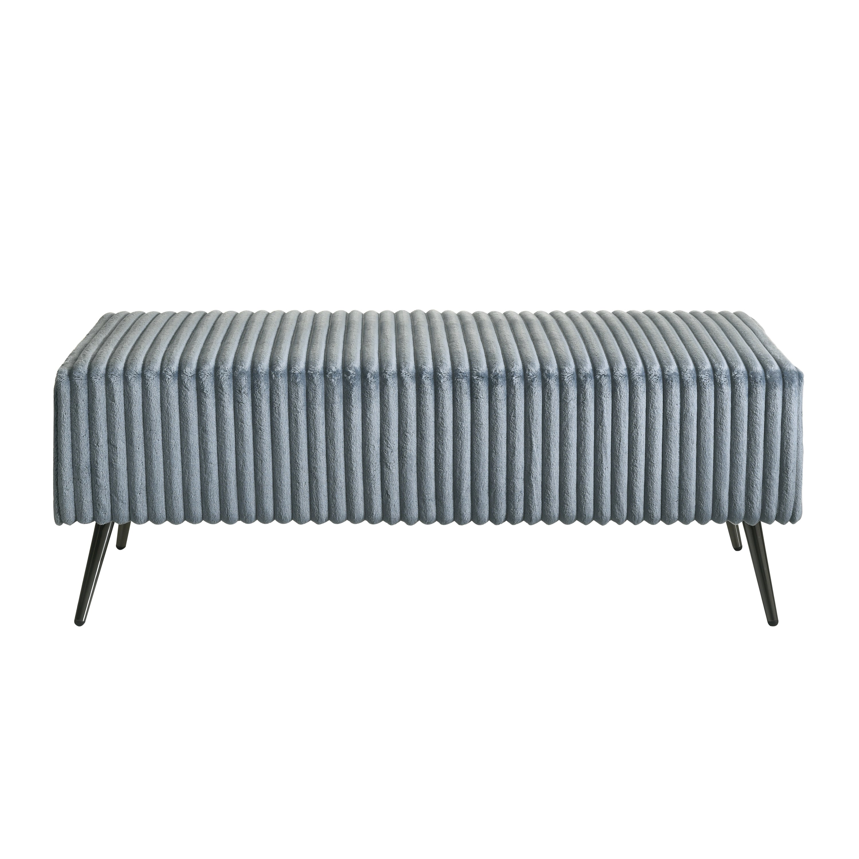 Mavela Wide Wale Corduroy Upholstery Panel King Bed with 2 Nightstands and Bench, Blue