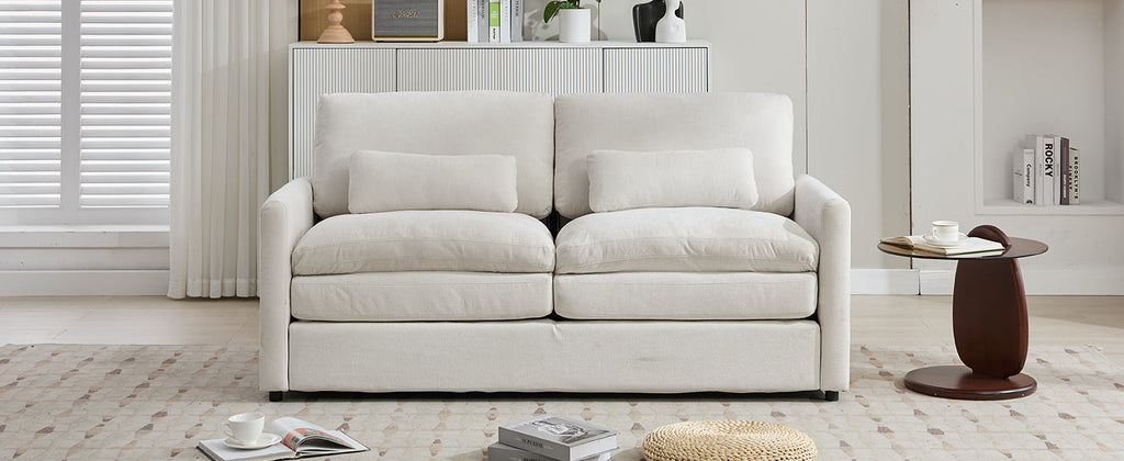 68.1' Cozy Upholstered Loveseat Sofa Oversized Comfy Comfy Cloud Sofa Double Cushion Loveseat Sofa Plush Cushion Sofa Couch for Living Room, Beige