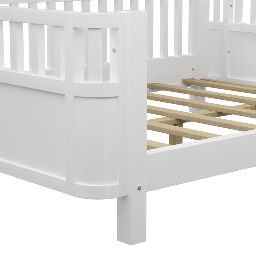 Full Size Wood Platform Bed for Kids, Wood Low Profile Full Bed with Rails for Girls and Boys, White (Patented Design, Old SKU W2593P233767)