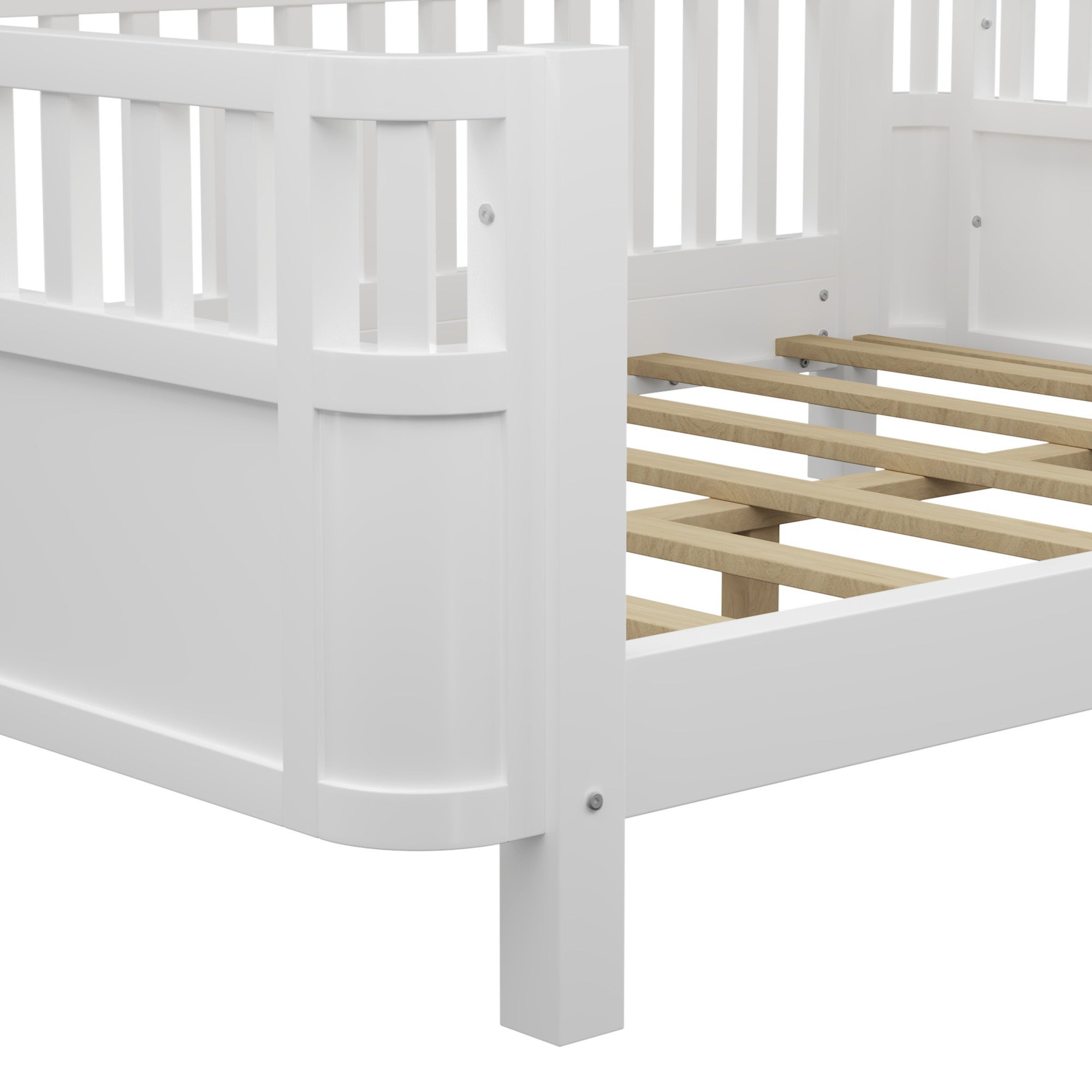 Full Size Wood Platform Bed for Kids, Wood Low Profile Full Bed with Rails for Girls and Boys, White (Patented Design, Old SKU W2593P233767)