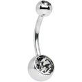Black Misted Double Gem Belly Ring Created with Crystals