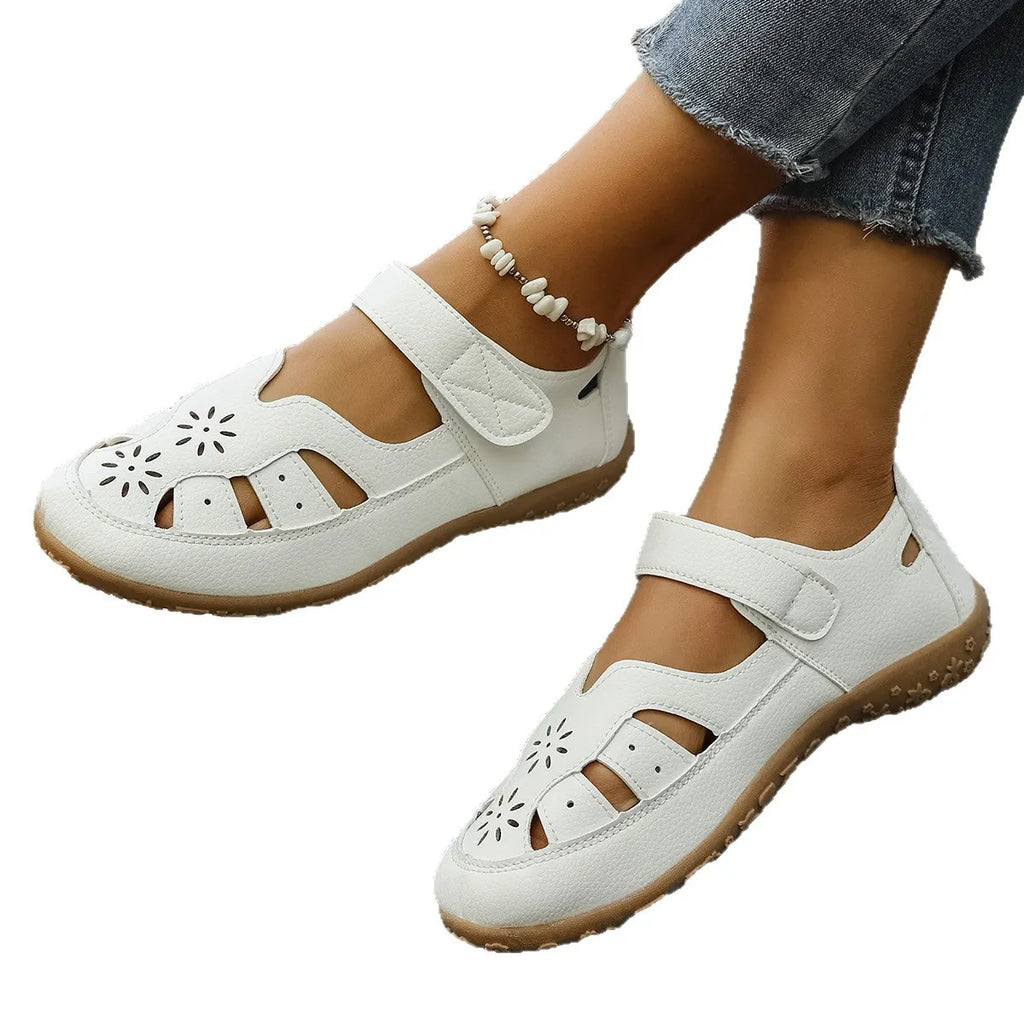 Cutout Velcro Straps Sandals
