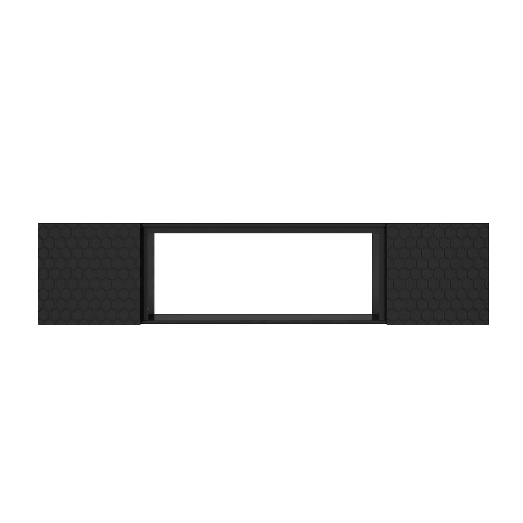 Floating TV Wall Mount Stand for 80 Inch TVs - Sturdy Wood Console, High Weight Capacity & Hidden Cable Management, Contemporary Style (Black)