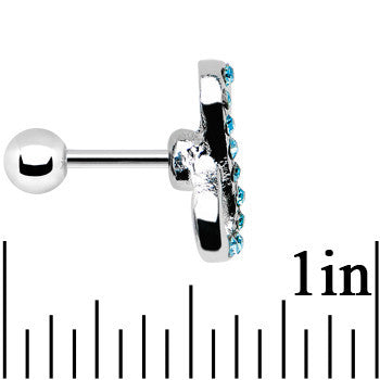 16G 1/4 Aqua Gem Silver Tone Infinity Symbol Tragus Cartilage Earring