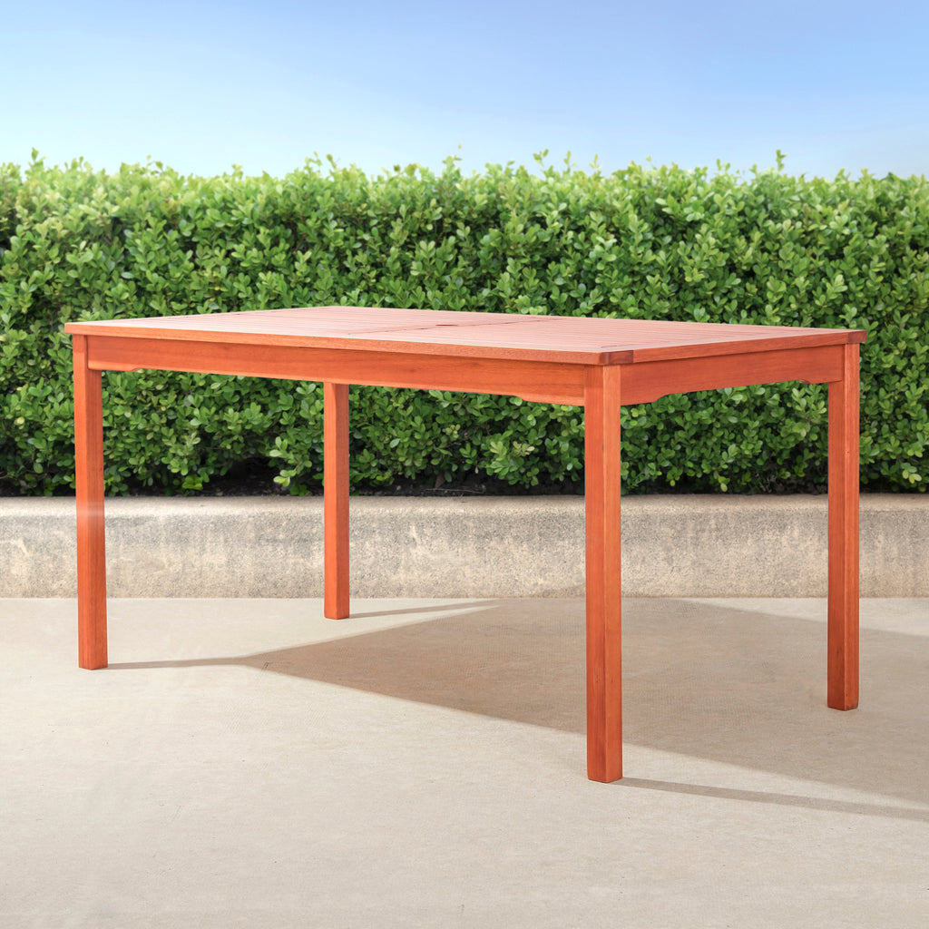 Caladesi Reddish Brown Rectangular Coastal Wood Patio Dining Table for 6 Seaters