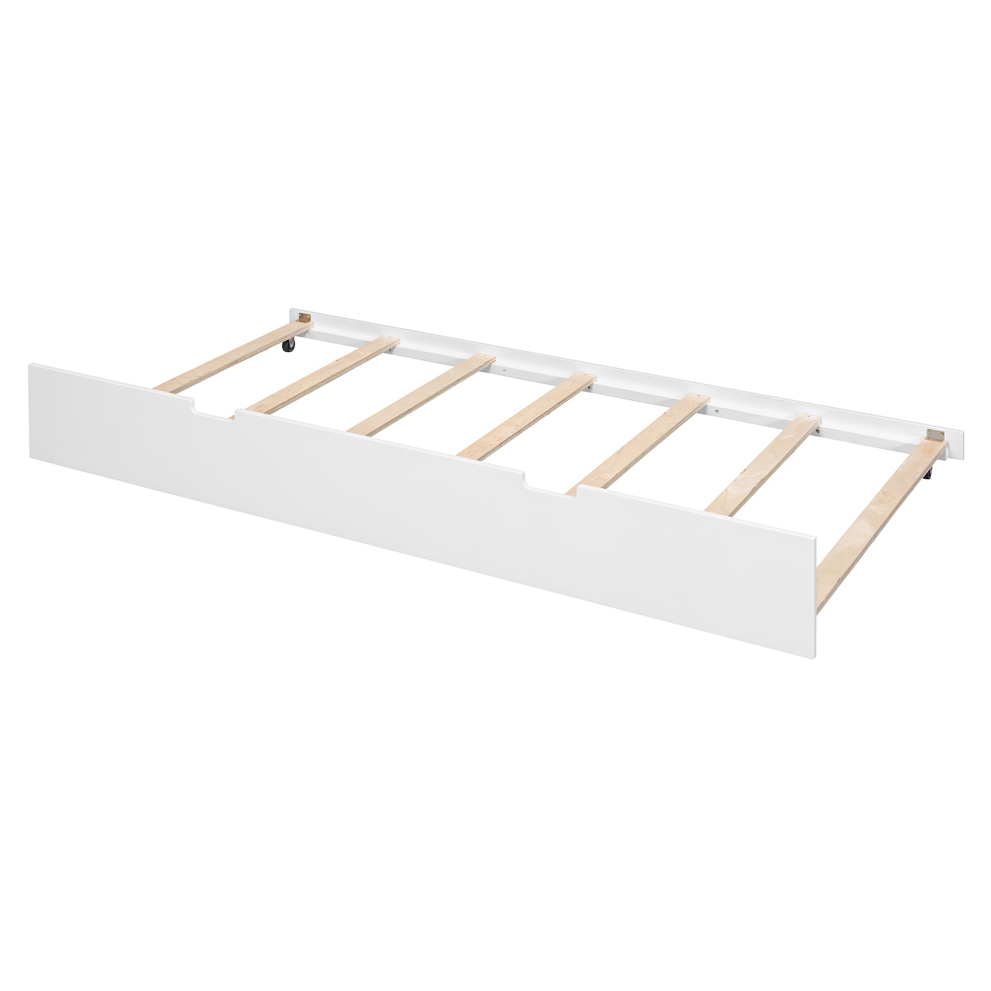 Full over Full Bunk Bed with Twin Size Trundle and Ladder-White(Old SKU: LT000204AAK)