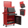 Tool Chest, 5-Drawer Rolling Tool Storage Cabinet with Detachable Top Tool Box, Liner, Universal Lockable Wheels, Adjustable Shelf, Locking Mechanism, Metal Tool Cart for Garage Workshop