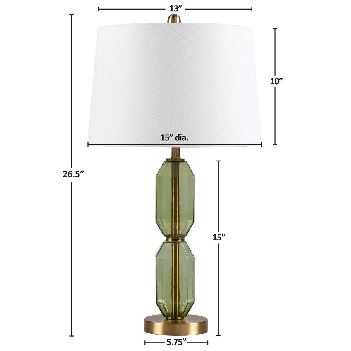 Faceted Green Glass Table Lamp Green See below