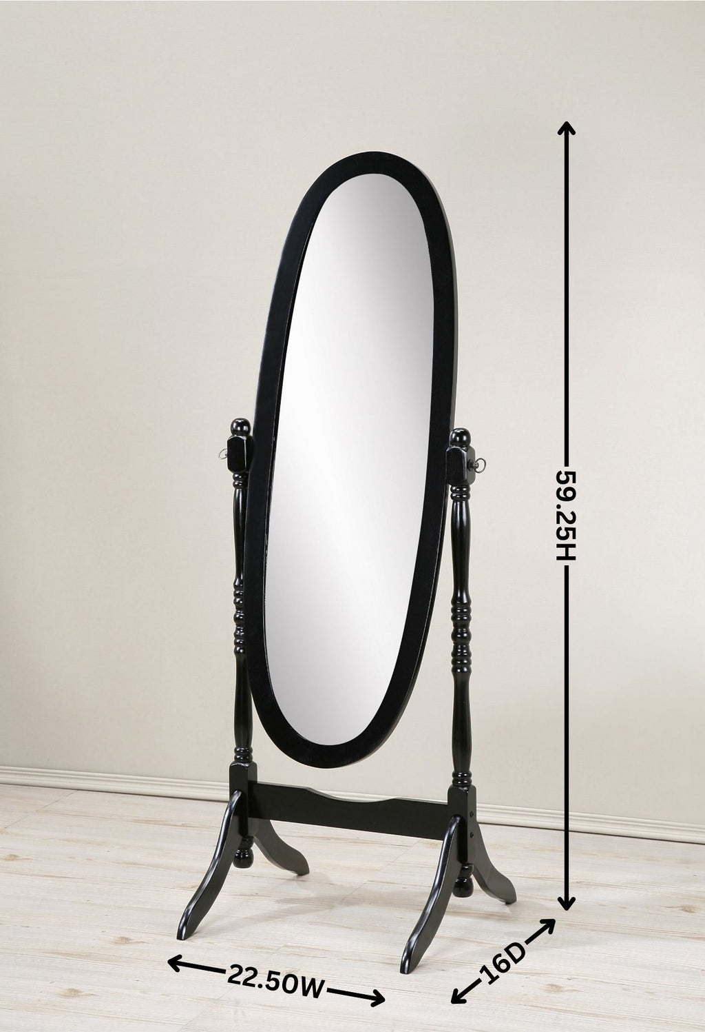 Traditional Queen Anna Style Wood Floor Cheval Mirror, White Finish